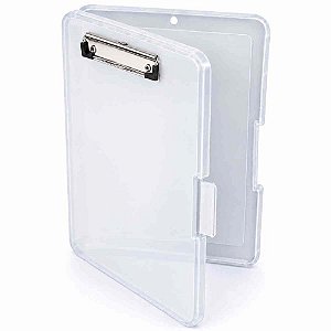 Prancheta Plástica Estojo com CLIP Pressao Cristal