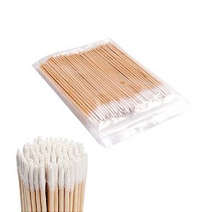 Kit 100 Palitos Com Algodão De Limpeza Alinhamento Henna Micropigmentação Unha Boca