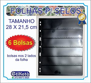 FOLHAS - Para selos - 6 bolsas