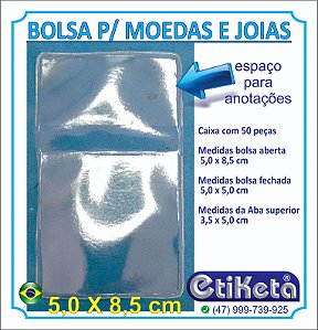 BOLSA PLASTICA para moedas com aba