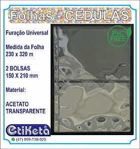 FOLHAS para CEDULAS - 2 BOLSAS