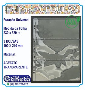 FOLHAS para CEDULAS - 3 BOLSAS
