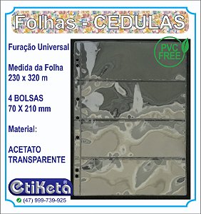 FOLHAS para CEDULAS - 4 BOLSAS