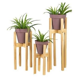 Suporte para plantas em madeira