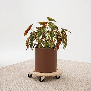 Suporte para Vaso de Planta com Rodízios Madeira Redondo Móvel 18 a 28cm - Fácil de Mover