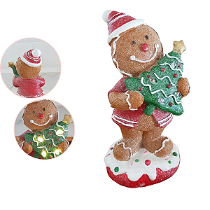 Enfeite Natalino boneco Gigerbread Açucarado  Gorro Noel