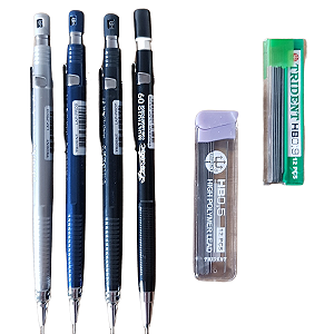 Kit 4 Lapiseiras Trident 03,05,07,09 + grafites grátis