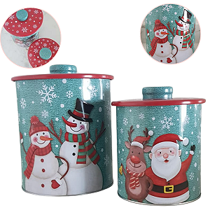 Kit 2 Latas Mantimento Natalina Decorativa Cozinha