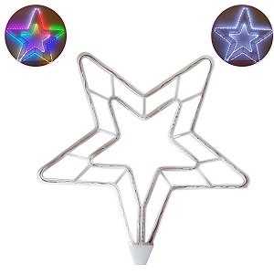 Pisca Estrela Iluminada RGB LED Bivolt Uso Extreno 50 cm