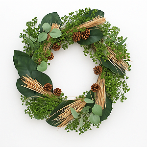 Guirlanda Rústica com Pinhas e Folhagem Decorativa 55cm