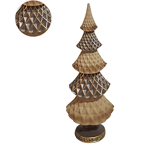 Árvore Decorativa Geométrica Dourada em Resina – Luxo Natal
