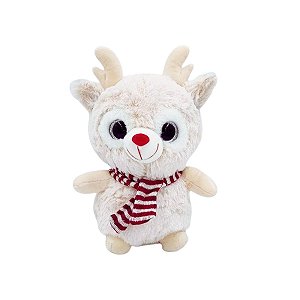 Rena de Pelúcia S2 Toys Creme com Cachecol Natalino 22cm – Macia e Ideal para Presentear