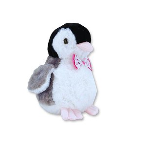 Pinguim de Pelúcia Fizzy Toys com Gravata Rosa Antialérgico 20x20cm – Presente Encantador