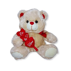 Urso de Pelúcia com 3 Corações Fizzy Toys FE2784 Cappucino  Chocozinho