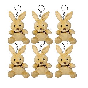 Kit 6 chaveiros de Coelho de Pelúcia FM F1301446 Marrom