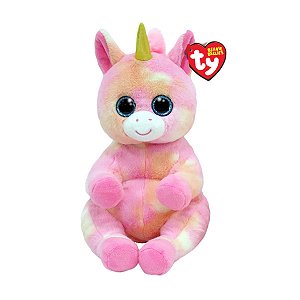 Ty Beanie Bellies Skylar Unicórnio Rosa Fofinho com Chifre Dourado – Produto Licenciado