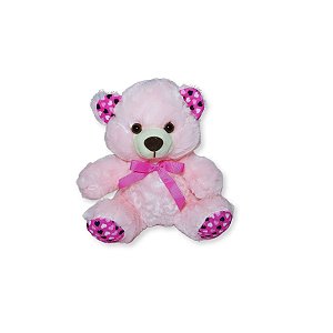 Urso de Pelúcia Rosa Rosie com Lacinho Elegante Fizzy Toys Macio e Fofo para Presentear com Amor