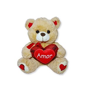 Urso de Pelúcia Com Coração Amor Fizzy Toys FE7294 Cappuccino Oscar