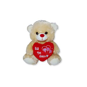 Urso de Pelúcia Com Coração Eu Te Amo Fizzy Toys FC2789 Cappuccino Archie