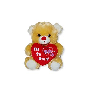 Urso de Pelúcia Caramelo Sadie com Coração Eu Te Amo Fizzy Toys Macio e Perfeito para Presentear