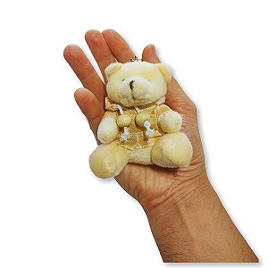 Ursinho Chaveiro Palha com Capuz Xadrez – Mini Pelúcia para Presentes e Lembrancinhas Delicadas!