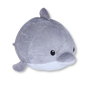 Golfinho de Pelúcia Cinza Fizzy Toys Mako Macio e Antialérgico para Crianças, Presentear ou Decorar com Carinho