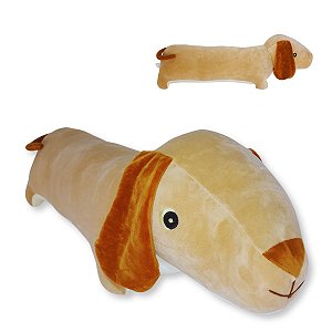 Cachorro Salsicha de Pelúcia Plush Dachshund Marrom Claro Fizzy Toys Duke Macio e Fofo para Crianças e Presente