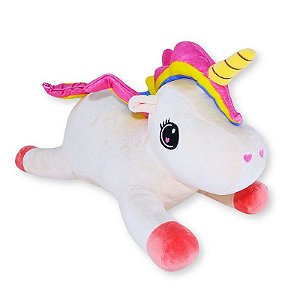 Unicórnio de Pelúcia Deitado Plush | Pelúcia Fofa e Macia para Crianças