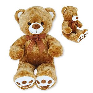 Urso de Pelúcia Grande Fizzy Toys Cor Chocolate Mokko
