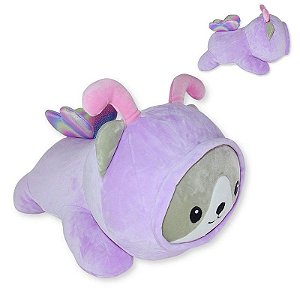 Cachorro de Pelúcia Cãoboleta Fizzy Toys com Roupinha Lilás de Borboleta Divertida