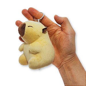Capivara de Pelúcia Bege com Chaveiro 10cm – Teca Fizzy Toys