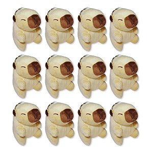 12 Capivaras de Pelúcia Com Chaveiro Fizzy Toys Bege Teca