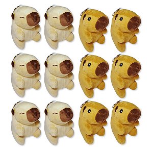 12 Capivaras de Pelúcia Com Chaveiro Fizzy Toys Teca e Capi