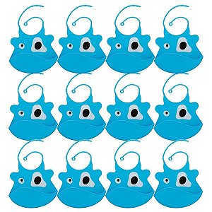 Kit Atacado 12 Babadores de Silicone Clink Cores Sortidas com Cata Migalhas