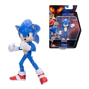 Boneco Sonic Articulável 13cm - Viva Aventura e Ação do Filme Sonic 3 em Sua Coleção