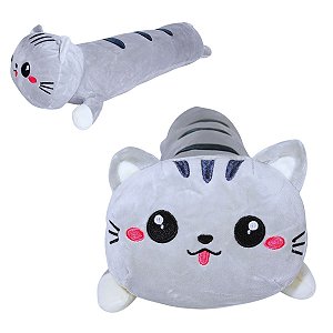 Almofada de Pelúcia Gatinho 75cm Ideal para Descanso e Abraços e Tecido Hipoalergênico Nick