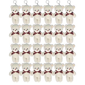 Kit 24 Chaveiros Ursinho de Pelúcia – Pequeno, Leve e Charmoso, Ideal para Estojos, Mochilas e Malas