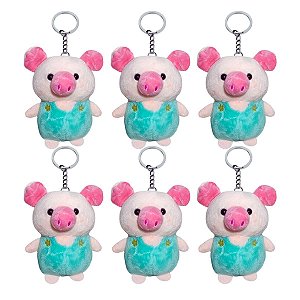 Kit 6 Pelúcias Porquinho Pequeno - Design Encantador, Macio e com Corrente Resistente para Diversos Usos!