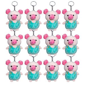 Kit 12 Mini Porquinhos de Pelúcia - Compacto, Super Fofinho e Ideal para Mochilas, Bolsas e Decoração