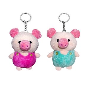 2 Pelúcias Porquinho Pequeno - Design Encantador, Macio e com Corrente Resistente para Diversos Usos!