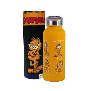 Garrafa Térmica Garfield Original Zona Criativa – 500ml, Inox, Com Expressões Engraçadas