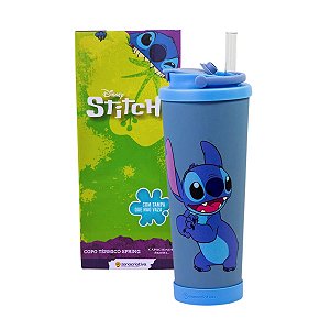 Copo Térmico Disney Stitch 850ml Zona Criativa – Com Canudo Retrátil e Tampa Segura