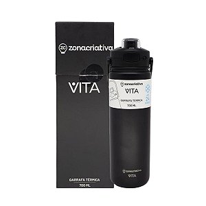 Garrafa Térmica Vita 700ml Zona Criativa Cor Nanquim – Mantém 24h Gelado, com Alça