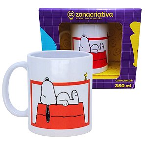 Caneca Snoopy e Woodstock Zona Criativa 350ml – Perfeita para Café, Chá ou Presentear
