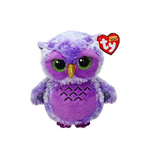 Pelúcia Coruja Owlivia Ty Beanie Boos Roxa e Fofinha com Bico Dourado - 14cm
