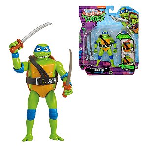 Boneco Articulado Leonardo Tartarugas Ninja com Cabeça Retrátil e Armas Originais – 11cm