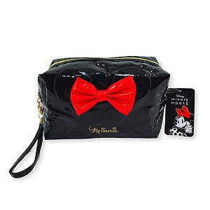 Necessaire Brilhosa da Minnie com Zíper Dourado, Alça de Mão e Design Exclusivo