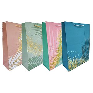 Kit 12 Sacolas Para Presente Tamanho G Papel Cartão Sortidas Com Estampa Decorativa