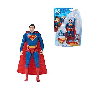Boneco Superman Articulado 15cm DC Comics com Capa e Peça de Montar Robô Colecionável