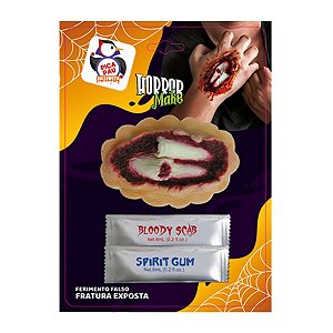 Ferimento Falso Horror Make Fratura Exposta com Cola e Sangue para Maquiagem de Halloween